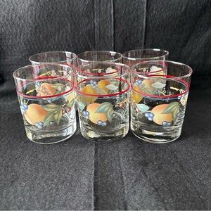 Corelle Abundance Pattern 12 Oz Glasses Old Fashioned Lot Set of 6 Vintage Rare